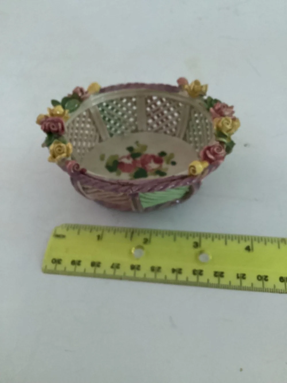 Handmade Vintage Capodimonte Italian Trinket Basket